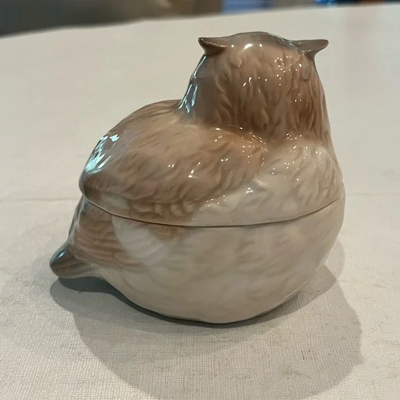 Vintage Otagiri great horned owl covered trinket dish. Absolutely adorable! - Picture 4 of 8